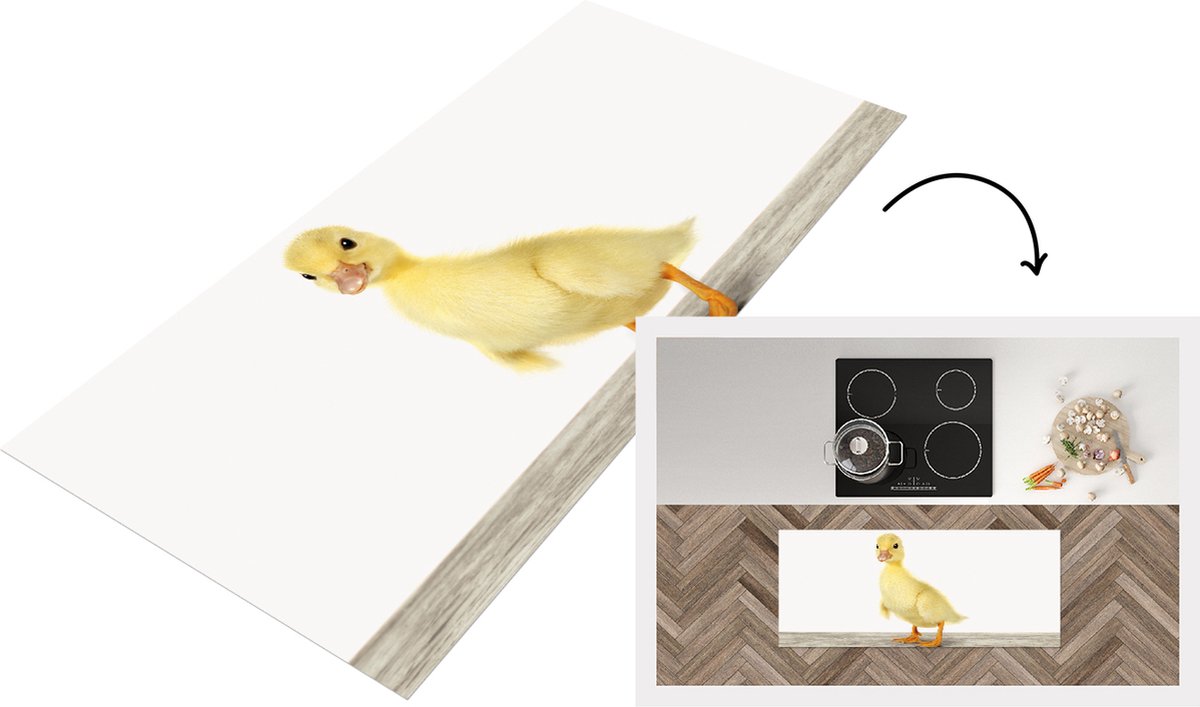 KitchenYeah Keukenloper - Loper keuken - Baby - Eendje - Eenden kuiken - Lief - Babykamer - Meisjeskamer - 120x50 cm - Keukenloper vinyl Multicolor