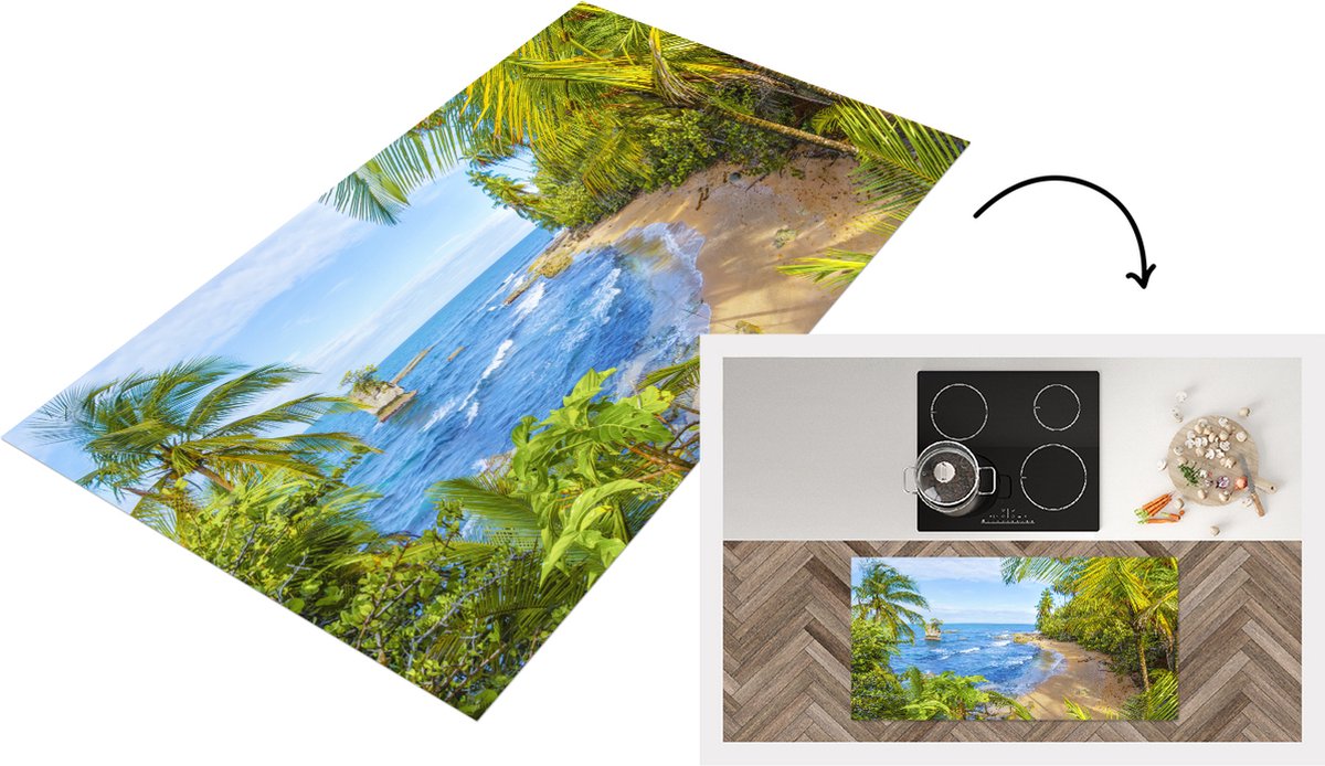 KitchenYeah Keukenloper - Loper keuken - Strand - Amerika - Palmbomen - 120x60 cm - Keukenloper vinyl Multicolor