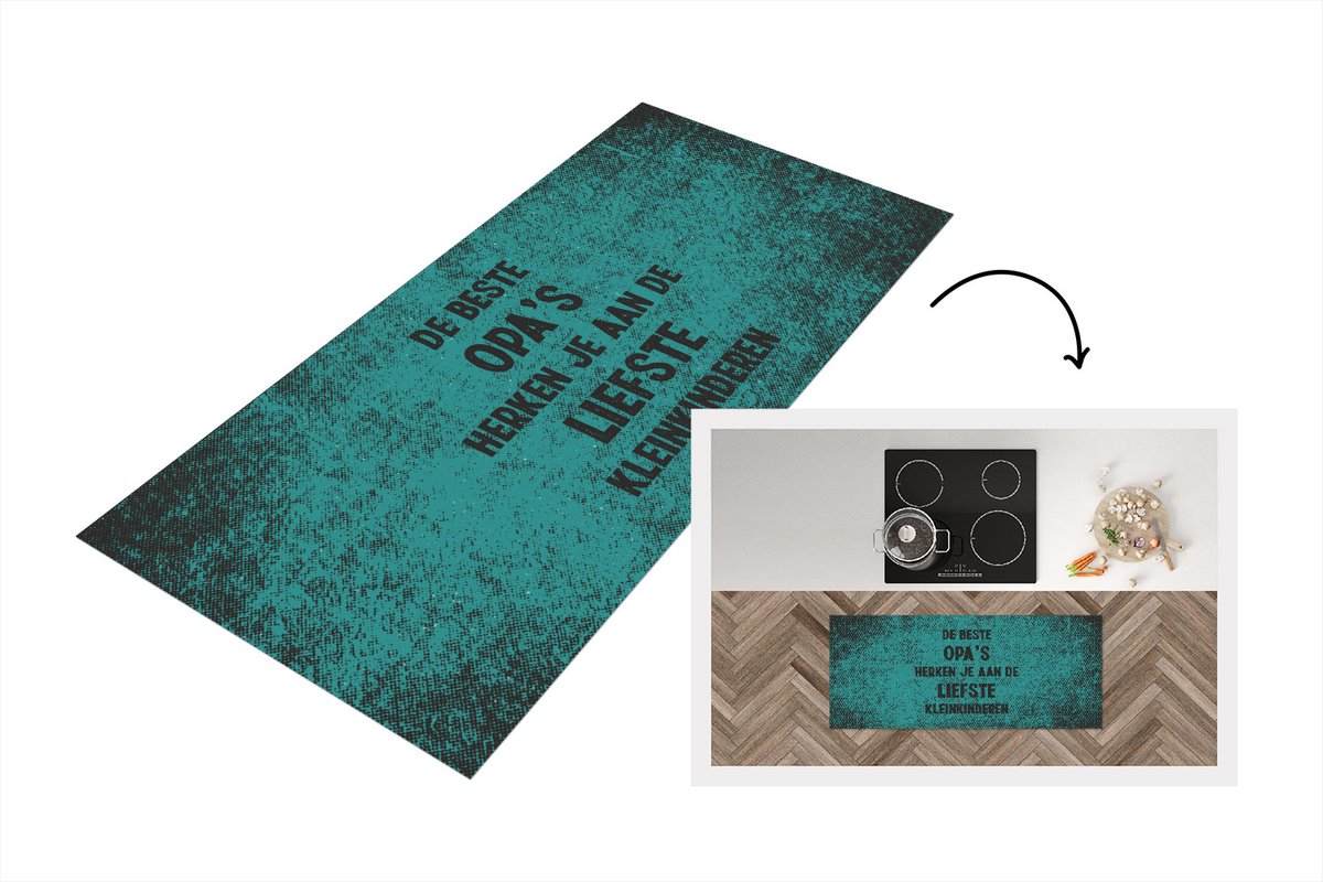 KitchenYeah Keukenloper - Loper keuken - Vaderdag - Opa cadeau - Spreuken - De beste opa's - Quote - 120x50 cm - Keukenloper vinyl Multicolor