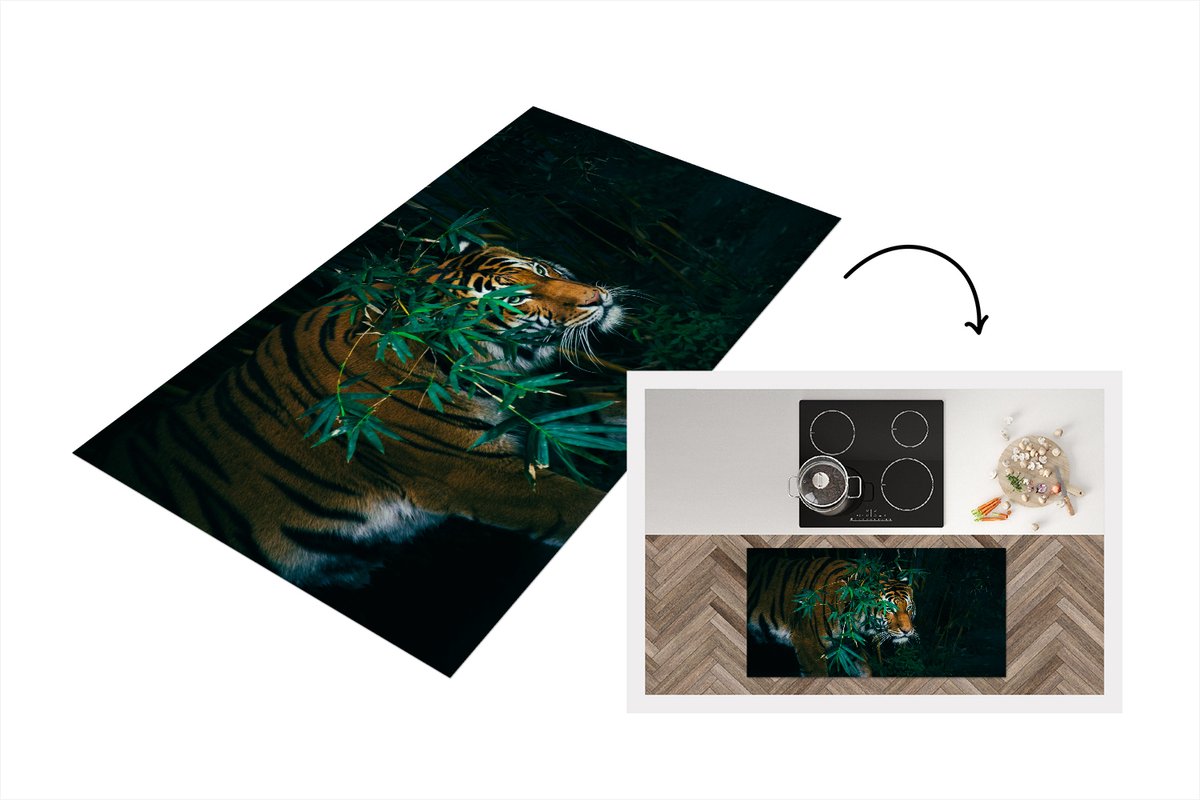 KitchenYeah Keukenloper - Loper keuken - Tijger - Dieren - Jungle - 120x60 cm - Keukenloper vinyl Multicolor