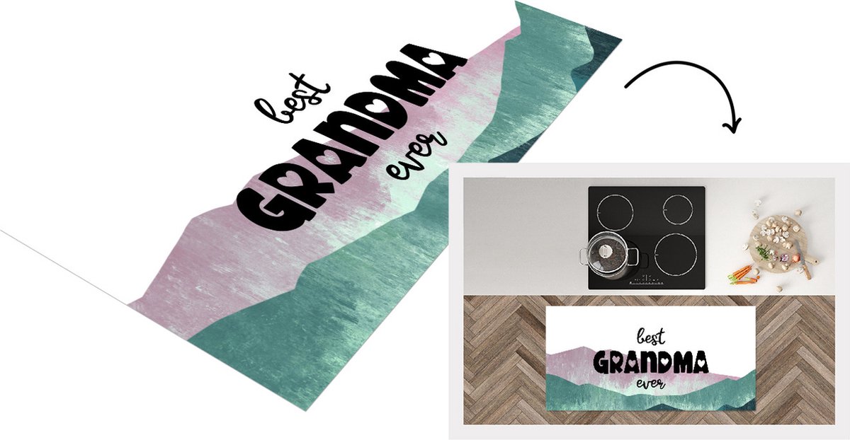 KitchenYeah Keukenloper - Loper keuken - Oma - Spreuken - Best grandma ever - Quotes - 120x60 cm - Keukenloper vinyl Multicolor
