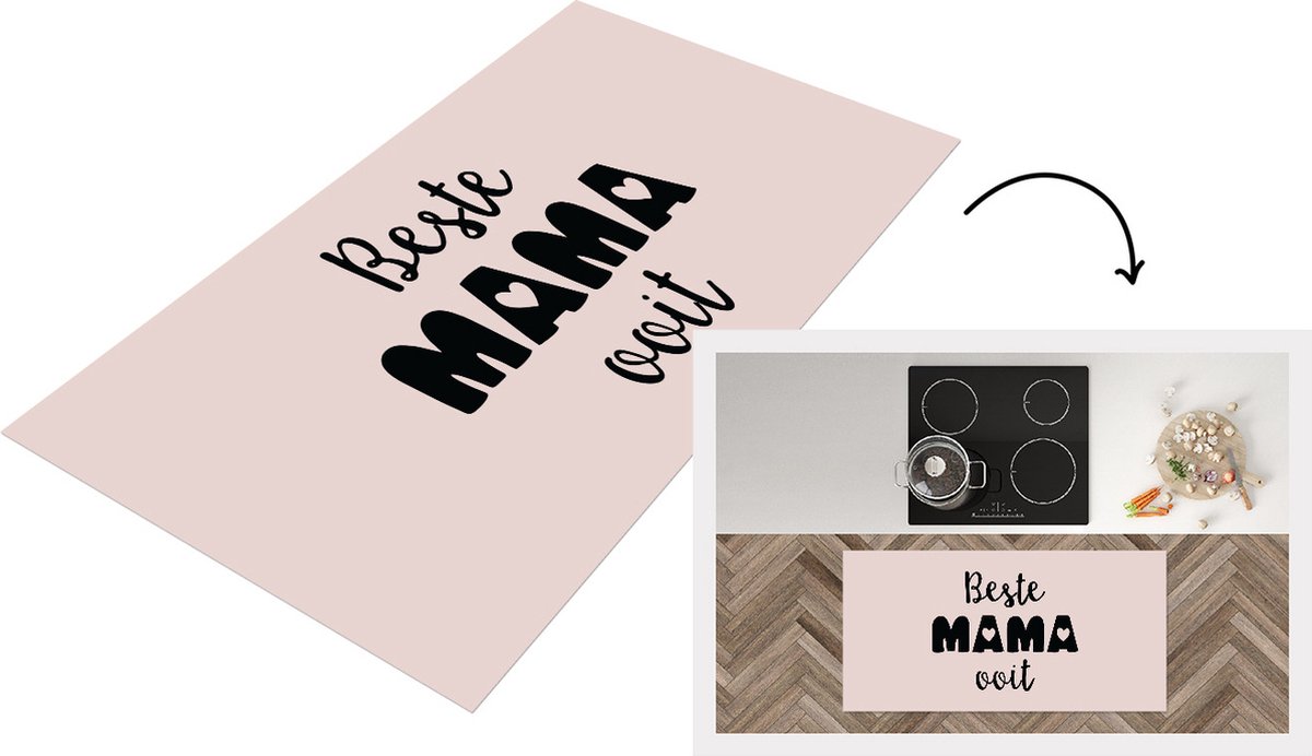 KitchenYeah Keukenloper - Loper keuken - Spreuken - Quotes Beste Mama Ooit - Moederdag - Cadeau - 120x60 cm - Keukenloper vinyl Multicolor