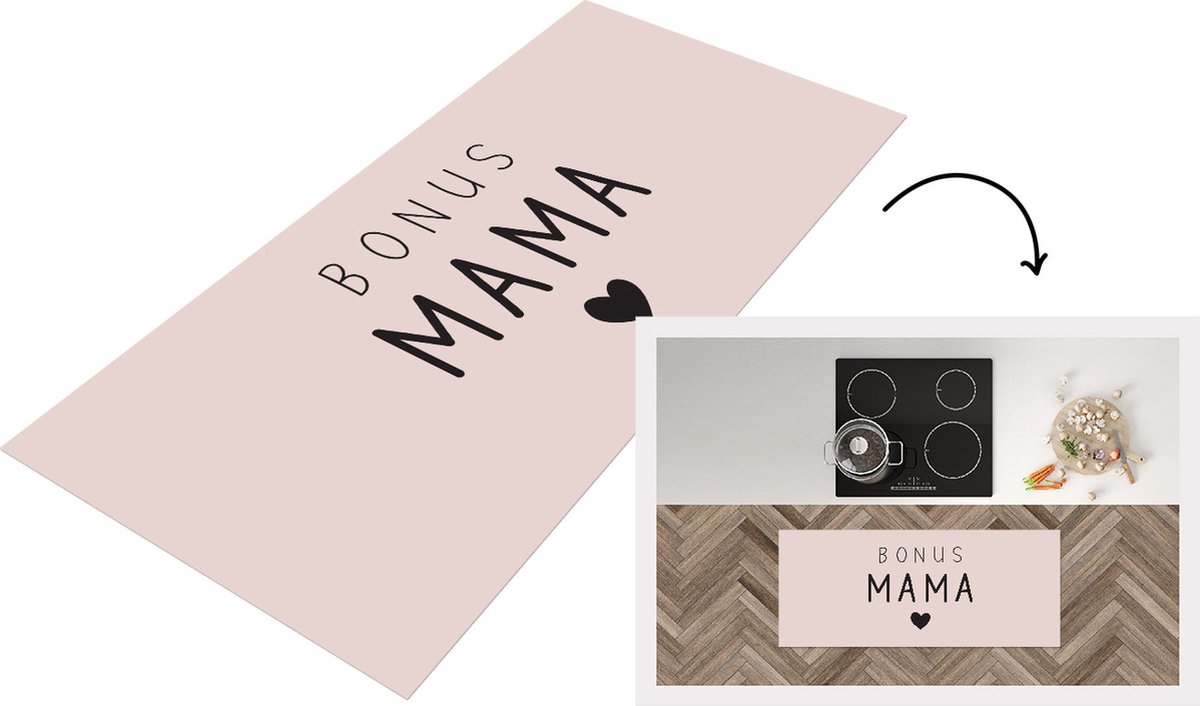 KitchenYeah Keukenloper - Loper keuken - Quotes - Spreuken - Bonus Mama - Moeder - 120x50 cm - Keukenloper vinyl Multicolor