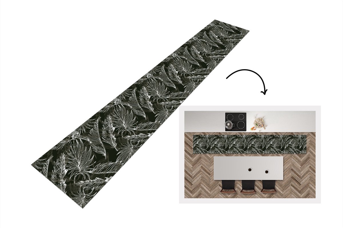 Keukenloper - Loper keuken - Palmblad - Tropisch - Design - Hawaii - 300x50 cm - Keukenlop