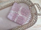 Pure Baby Love - luxe swaddle / hydrofiele doek L - 80x80 - oud roze stippen