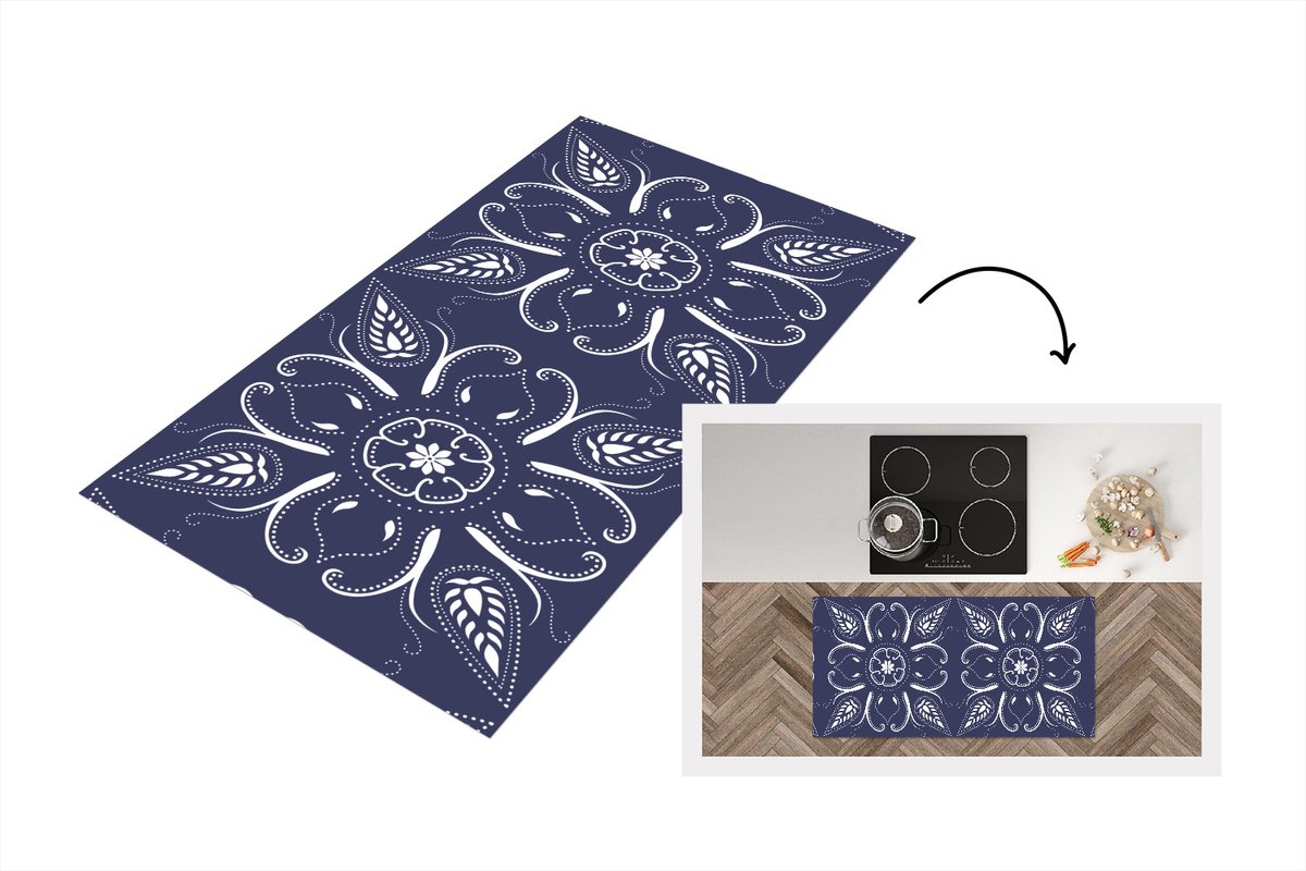 KitchenYeah Keukenloper - Loper keuken - Design - Mandala - Bohemian - 120x60 cm - Keukenloper vinyl Multicolor