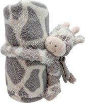 Antonio baby deken met knuffel – baby kraam cadeau – knuffel koe – fleece deken 75 x 101 cm