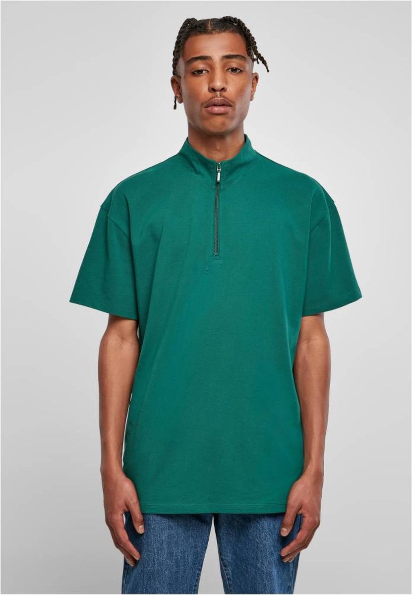 Urban Classics Polo shirt -4XL- Boxy Zip Pique Groen