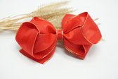 Grosgrain luxe haarstrik - Kleur Rood - Haarstrik  - Glitter haarstrik – Babyshower - Bows and Flowers