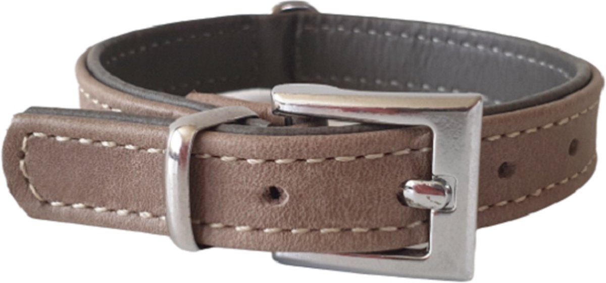 JACK AND VANILLA Nappa Halsband / Hondenhalsband - Nappa Leder - Grijs / Antraciet - Breedte 14 mm - Nekomtrek 18 - 23 cm (GELIEVE ALVORENS BESTELLEN OPMETEN)