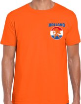 Oranje supporter t-shirt voor heren - Holland vlag cirkel leeuw  embleem op borst - Nederland supporter - EK/ WK shirt / outfit XL