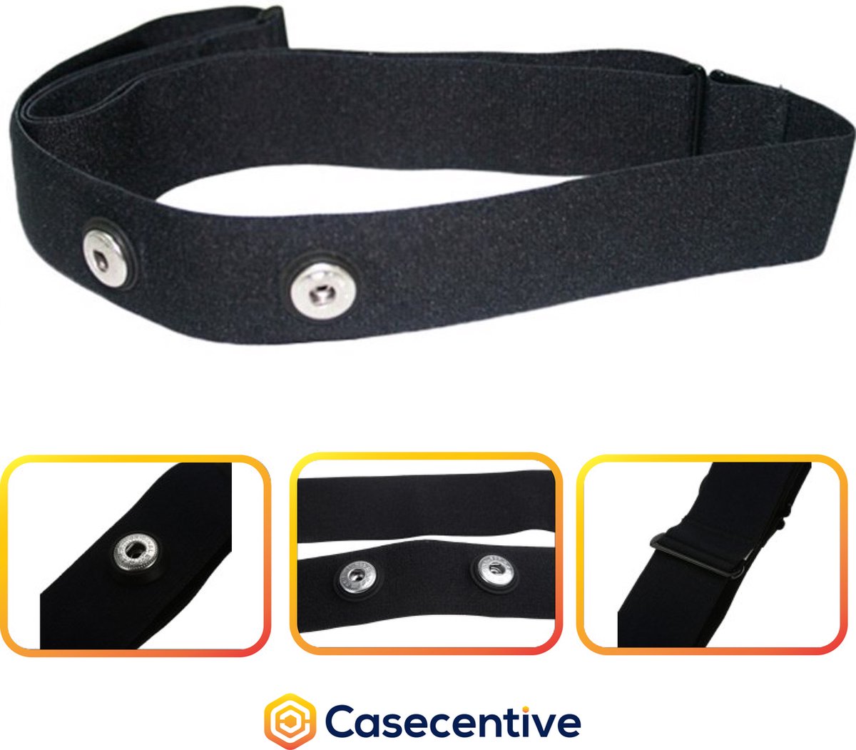Casecentive Universele Borstband geschikt voor Wahoo TICKR / Polar / Garmin zwart - Casecentive