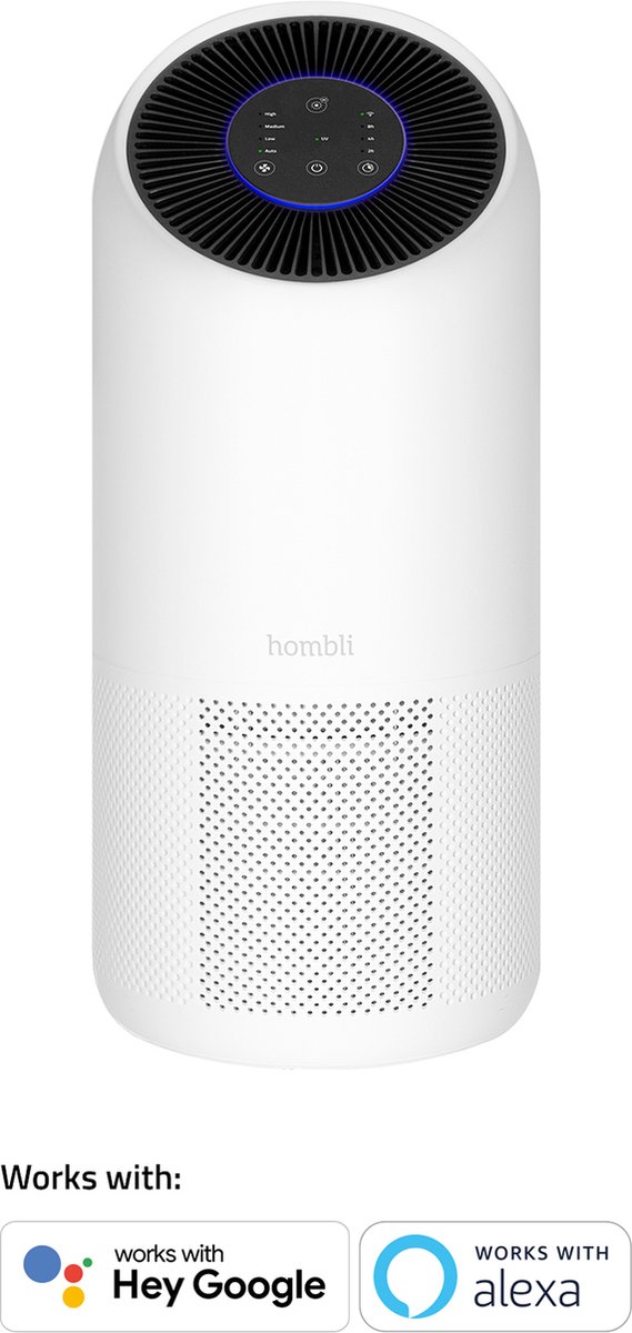 Hombli Smart Air Purifier XL – Luchtreiniger – HEPA 13 Filter en Actieve Koolstoffilter – Wifi - Bediening via App – Spraakbesturing met Google, Alexa en Siri — afbeelding 2