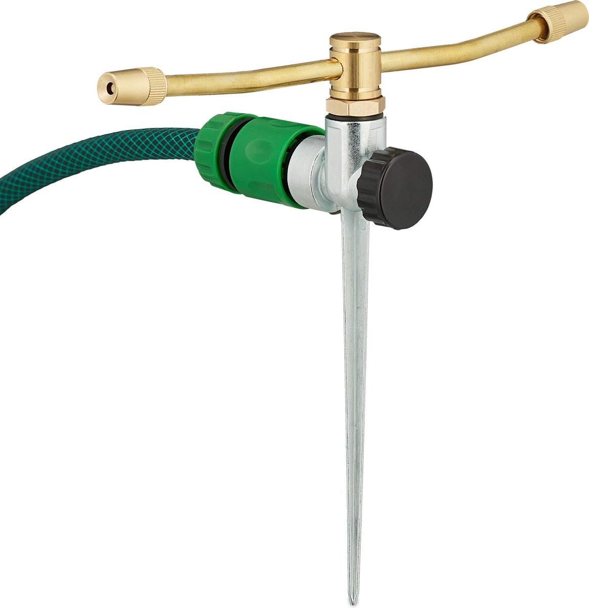 Relaxdays tuinsproeier met grondpen - cirkelsproeier - roterende sprinkler - 12 m