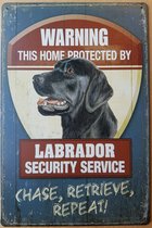 Labrador zwart hond Reclamebord van metaal METALEN-WANDBORD - MUURPLAAT - VINTAGE - RETRO - HORECA- BORD-WANDDECORATIE -TEKSTBORD - DECORATIEBORD - RECLAMEPLAAT - WANDPLAAT - NOSTA
