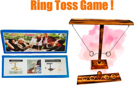 Afbeelding van het spel Ring Toss Game – Expeditie Robinson Spel - Spellen – Haak-en-Ring Spel – Ringwerpen - Drank Spel - Zwart