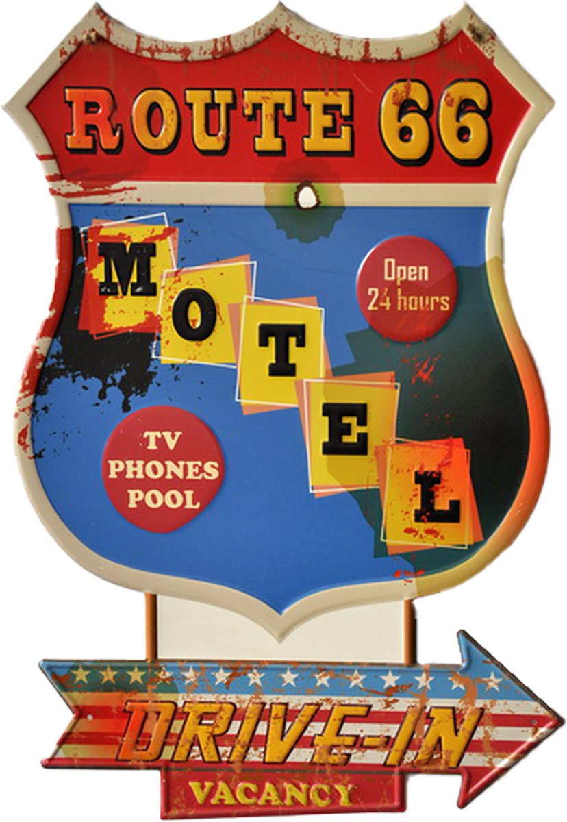 Wanddecoratie 43x63 cm Blauw Rood IJzer