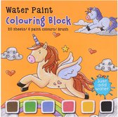 Water paint colouring block Unicorn met 1 x kwasje- Kleurblok met waterverf eenhoorn - kleurboek
