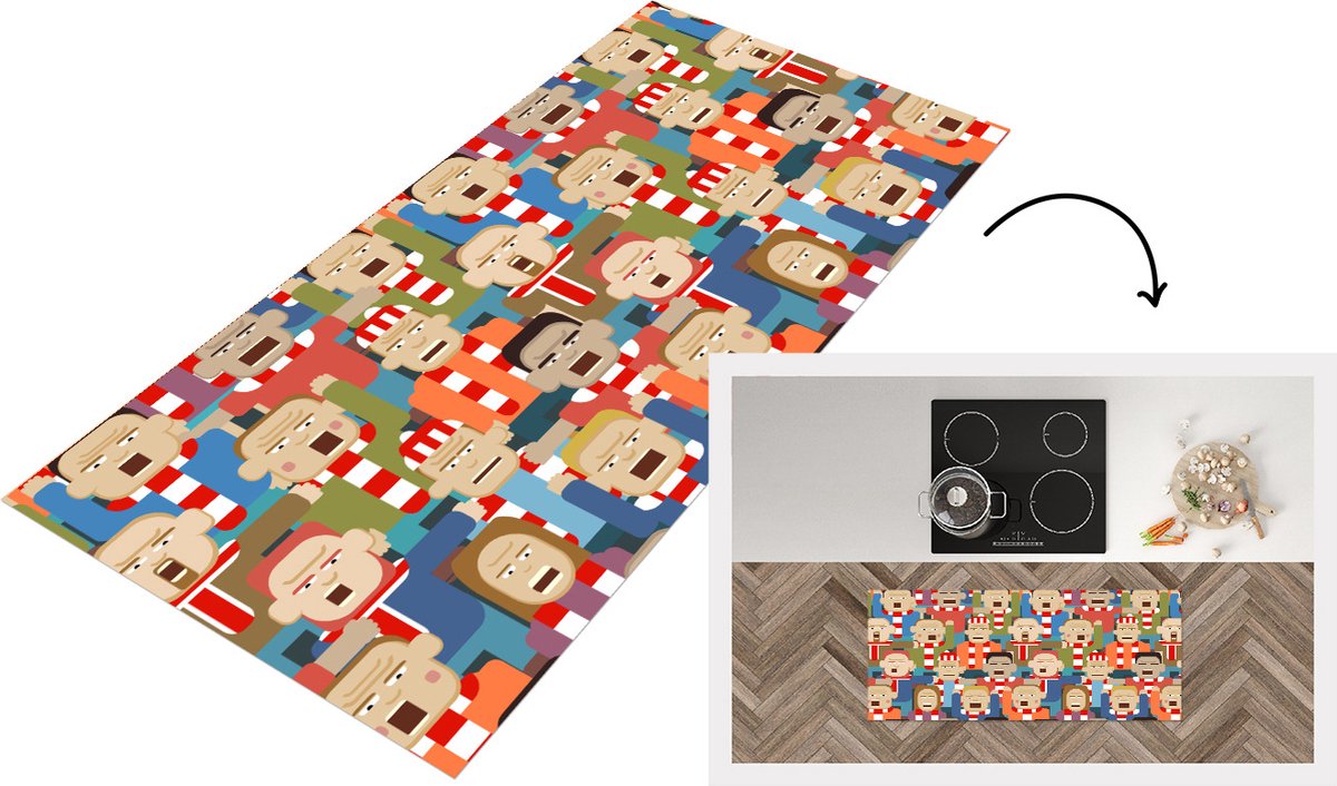 KitchenYeah Keukenloper - Loper keuken - Hooligans - Sport - Patronen - 120x50 cm - Keukenloper vinyl Multicolor