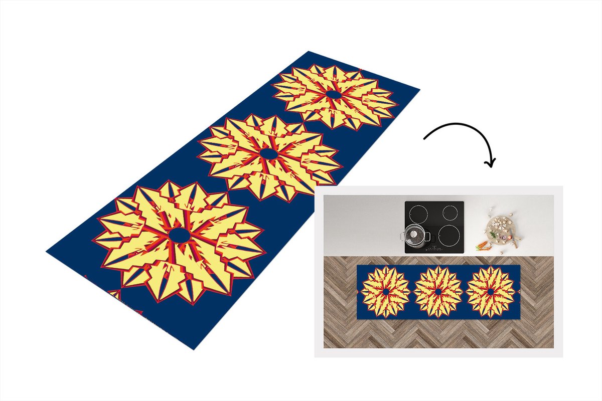 KitchenYeah Keukenloper - Loper keuken - Sterren - Patronen - Abstract - 180x60 cm - Keukenloper vinyl Multicolor