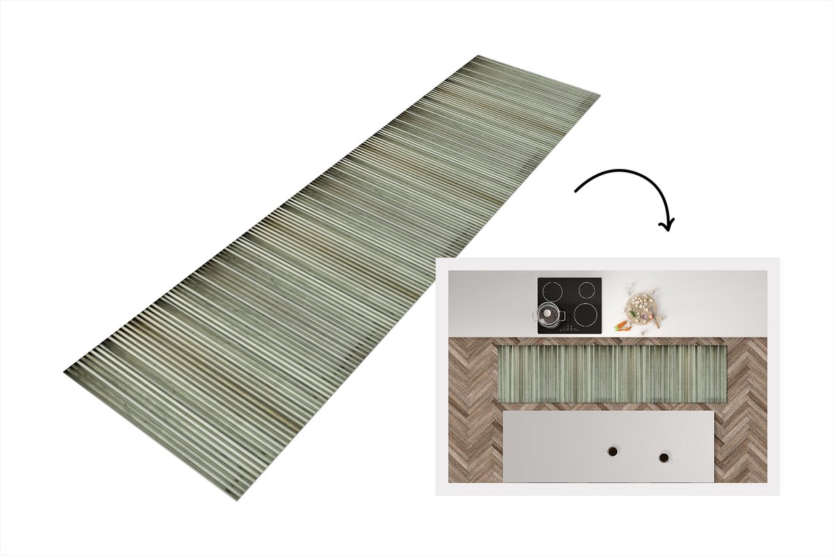KitchenYeah Keukenloper - Loper keuken - Retro - Industrieel - Golfplaat - Patronen - 200x50 cm - Keukenloper vinyl Multicolor