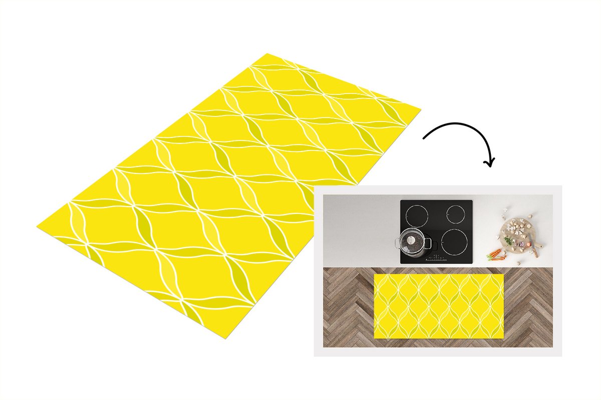 Keukenloper - Loper keuken - Citroen - Patronen - Contour - Fruit - 120x60 cm - Keukenlope
