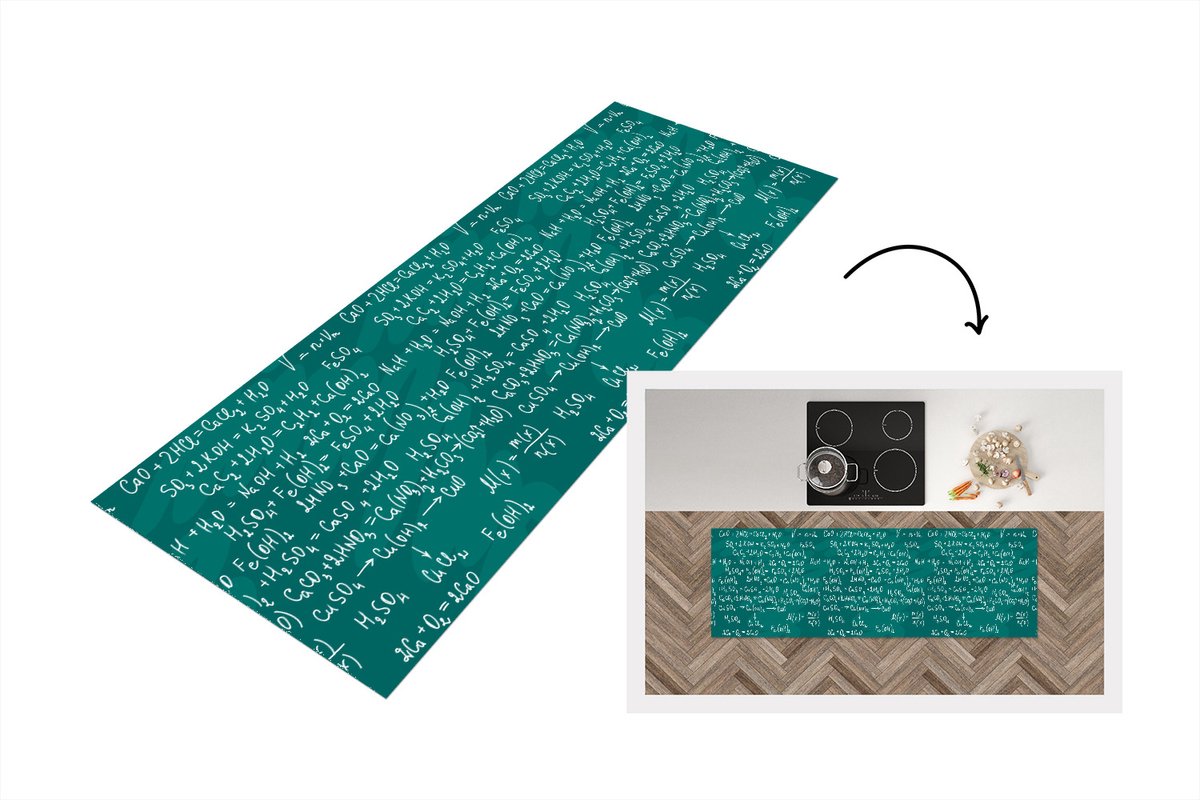 KitchenYeah Keukenloper - Loper keuken - Scheikunde - Krijtbord - Cijfers - Patroon - Keukenloper vinyl multicolor, foto 5