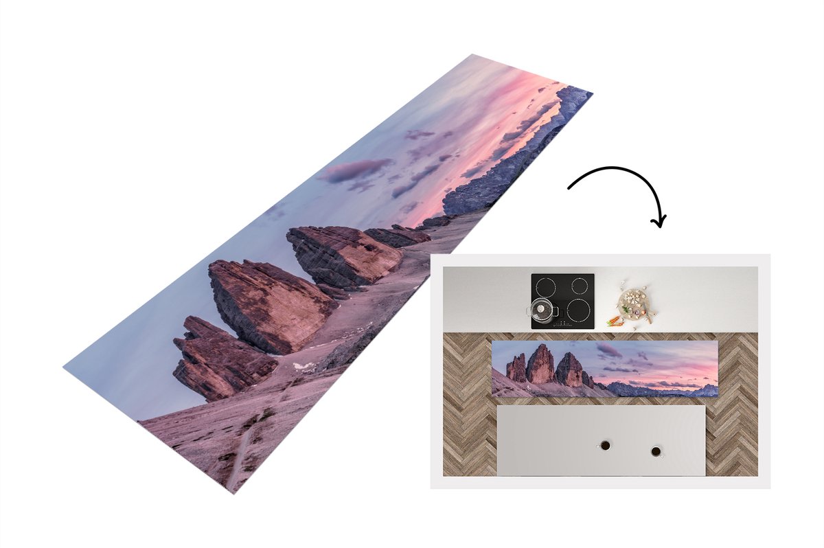 KitchenYeah Keukenloper - Loper keuken - Tirol - Alpen - Berg - 240x60 cm - Keukenloper vinyl Multicolor