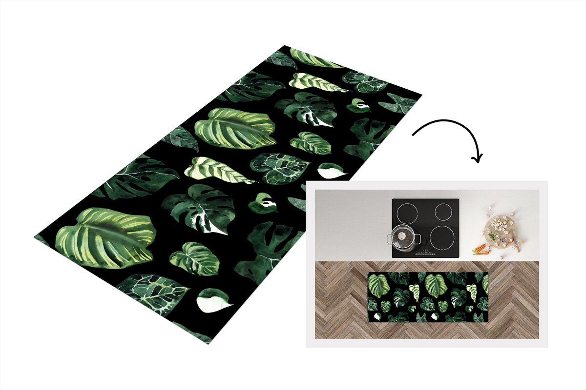 KitchenYeah Keukenloper - Loper keuken - Patronen - Bladeren - Planten - 120x50 cm - Keukenloper vinyl Multicolor