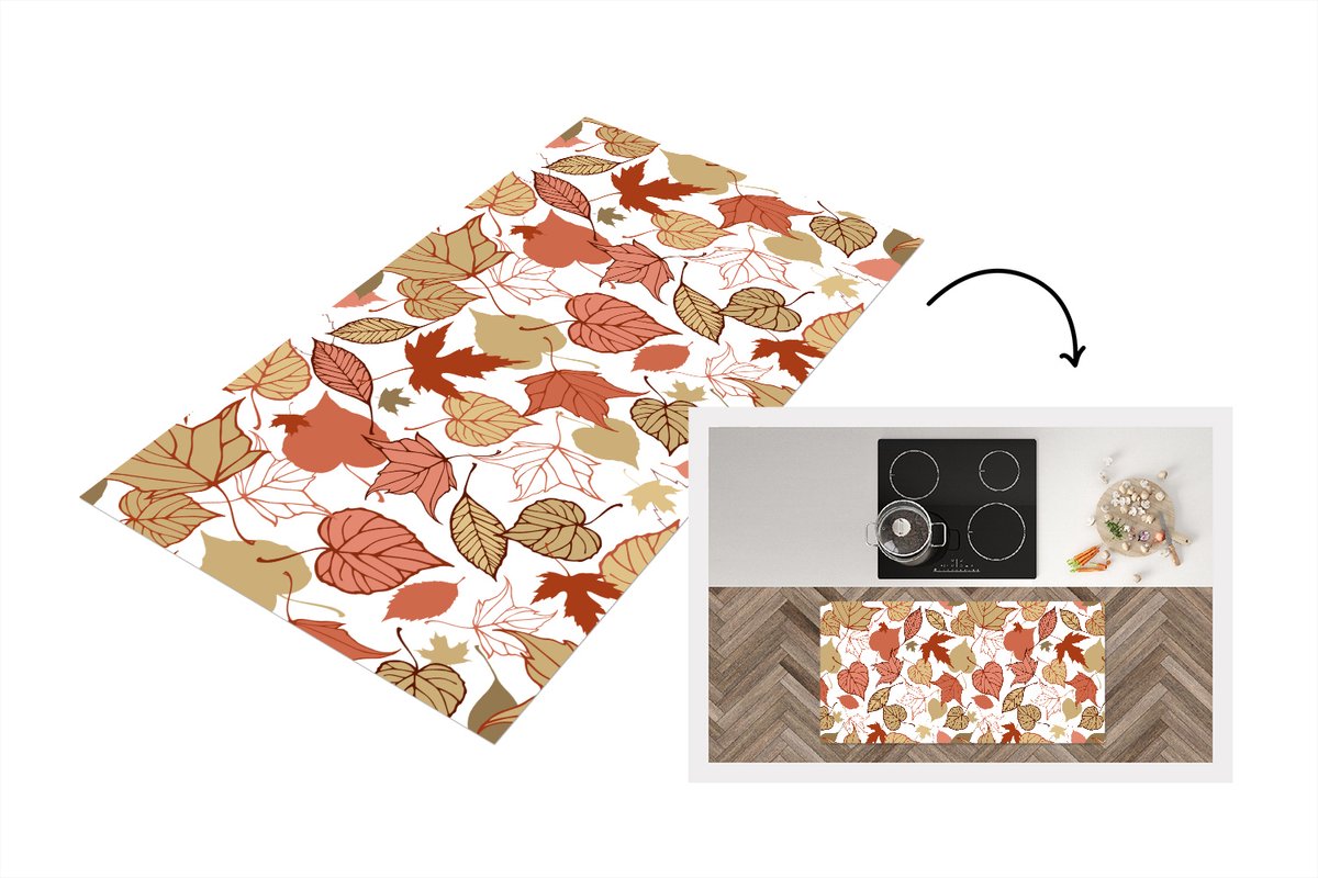 KitchenYeah Keukenloper - Loper keuken - Patronen - Bladeren - Herfst - 120x60 cm - Keukenloper vinyl Multicolor