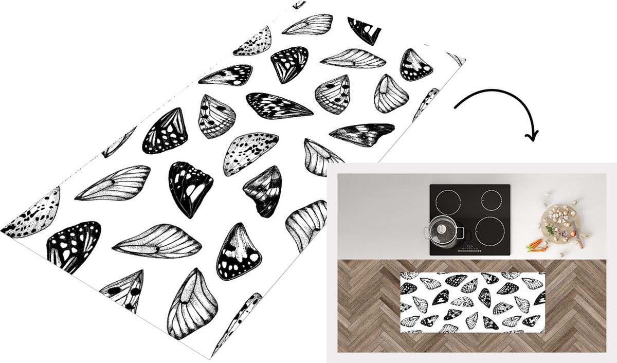 KitchenYeah Keukenloper - Loper keuken - Vlinder - Vleugels - Patronen - 120x50 cm - Keukenloper vinyl Multicolor