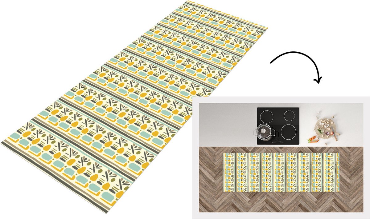 KitchenYeah Keukenloper - Loper keuken - Inca - Patronen - Abstract - Keukenloper vinyl multicolor, foto 7