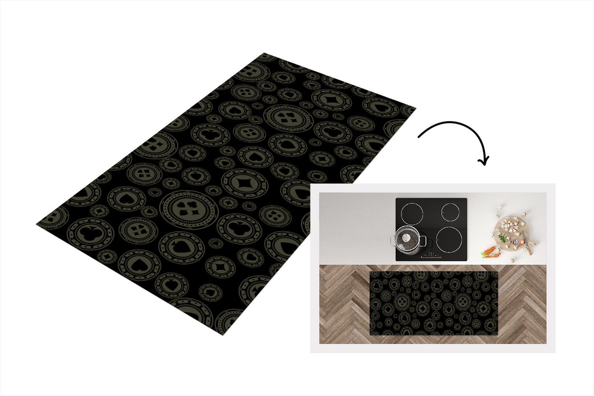 KitchenYeah Keukenloper - Loper keuken - Casino - Poker - Chips - Patronen - 120x60 cm - Keukenloper vinyl Multicolor