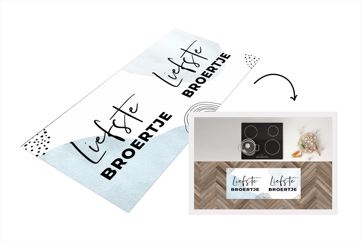 KitchenYeah Keukenloper - Loper keuken - Quotes - Broertje - Liefde - 120x50 cm - Keukenloper vinyl Multicolor