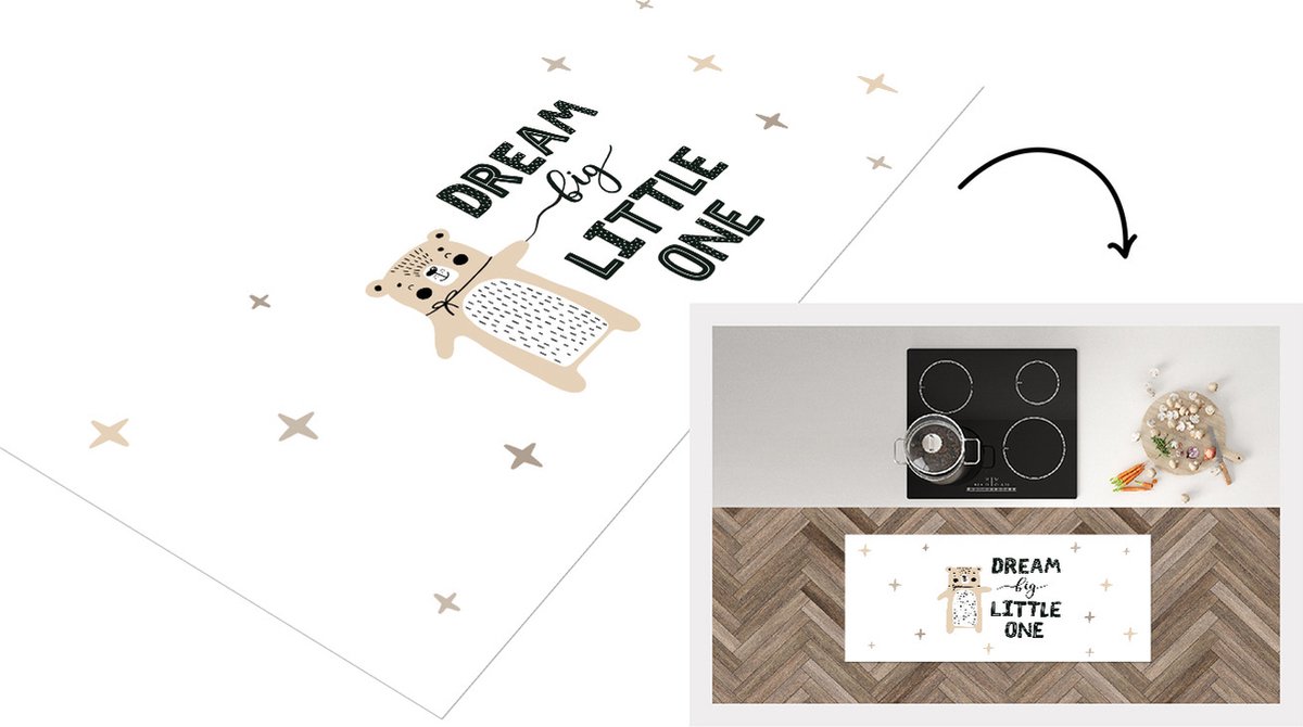 KitchenYeah Keukenloper - Loper keuken - Quotes - Baby - Spreuken - Dream big little one - 120x50 cm - Keukenloper vinyl Multicolor