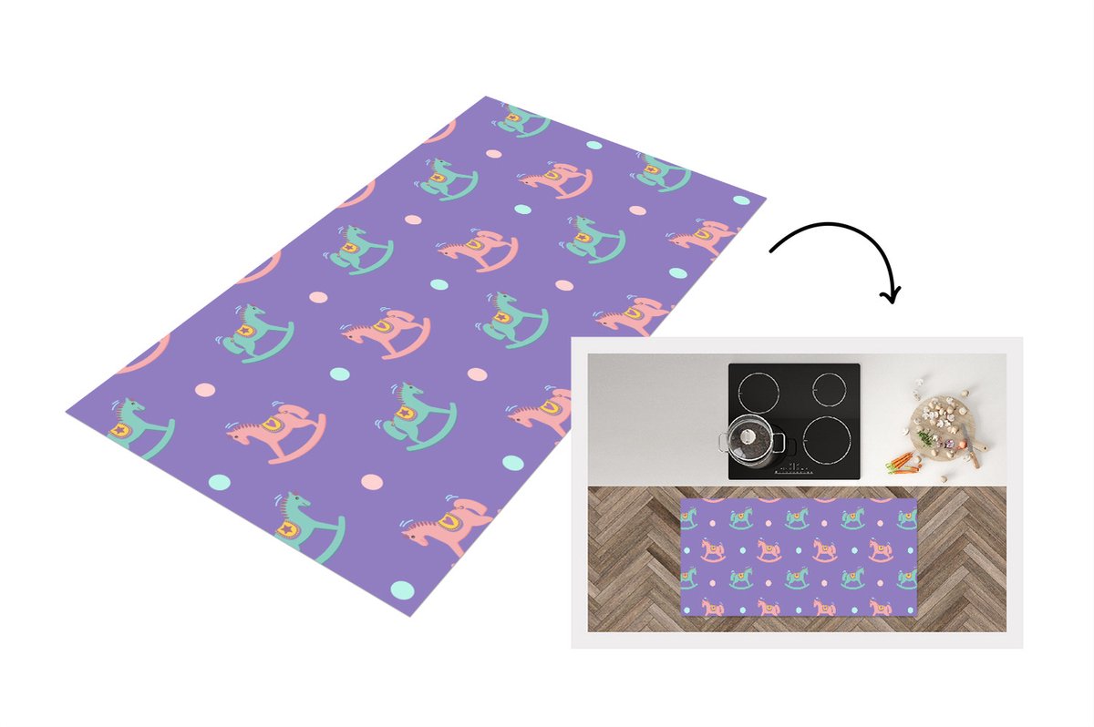 KitchenYeah Keukenloper - Loper keuken - Hobbelpaard - Patronen - Geboorte - Keukenloper vinyl multicolor, foto 5