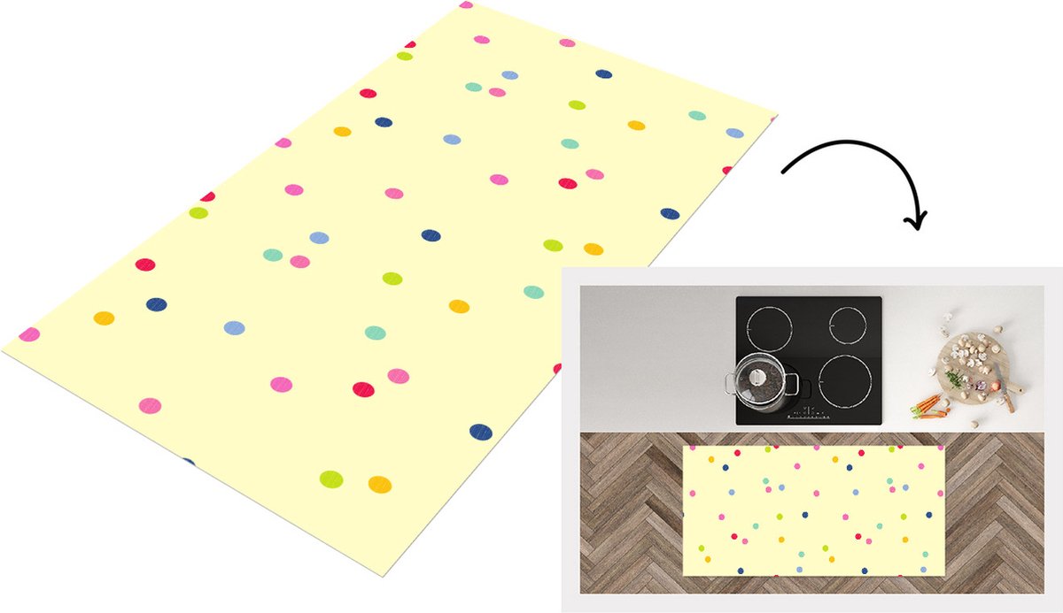 KitchenYeah Keukenloper - Loper keuken - Confetti - Patronen - Pastel - 120x60 cm - Keukenloper vinyl Multicolor