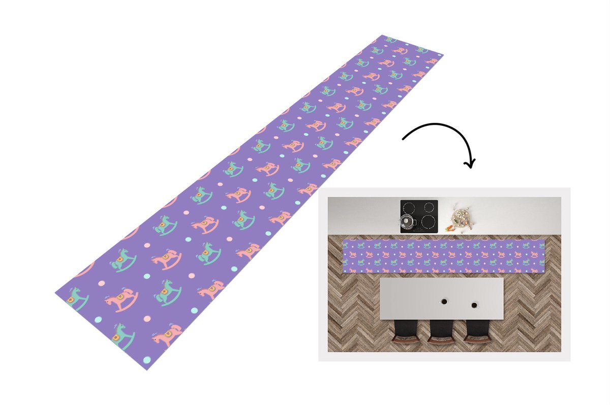 KitchenYeah Keukenloper - Loper keuken - Hobbelpaard - Patronen - Geboorte - Keukenloper vinyl multicolor, foto 6