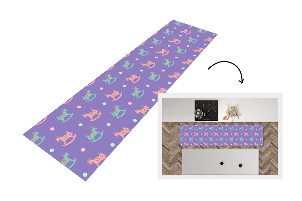 KitchenYeah Keukenloper - Loper keuken - Hobbelpaard - Patronen - Geboorte - Keukenloper vinyl multicolor, foto 7