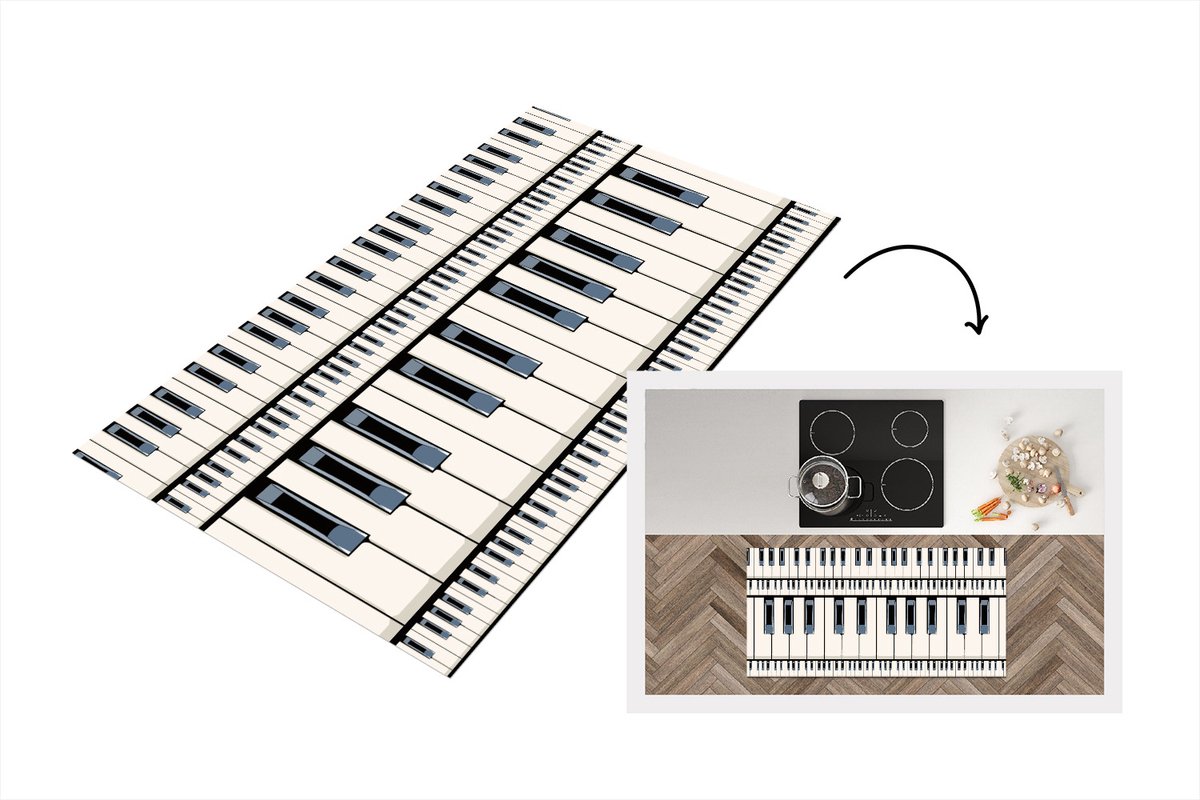 KitchenYeah Keukenloper - Loper keuken - Piano - Patronen - Muziek - 120x60 cm - Keukenloper vinyl Multicolor