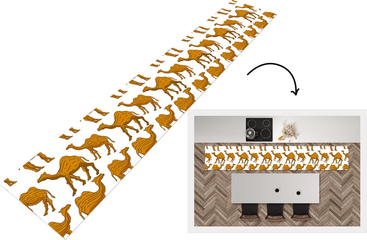 KitchenYeah Keukenloper - Loper keuken - Kameel - Hout - Patronen - Keukenloper vinyl, foto 6