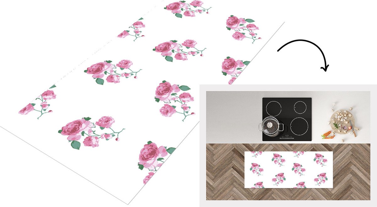 KitchenYeah Keukenloper - Loper keuken - Rozen - Patronen - Bloemen - 120x50 cm - Keukenloper vinyl Multicolor