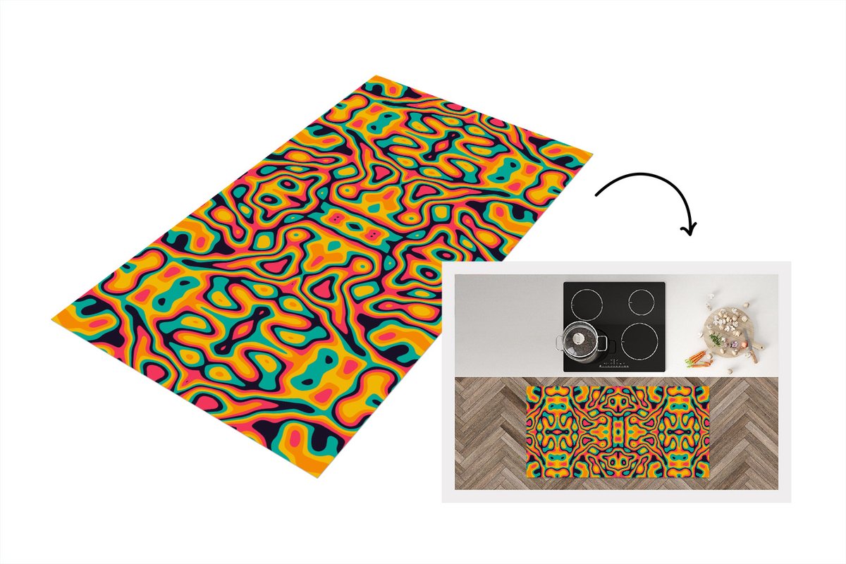KitchenYeah Keukenloper - Loper keuken - Psychedelic - Patronen - Lavalamp - 120x60 cm - Keukenloper vinyl Multicolor