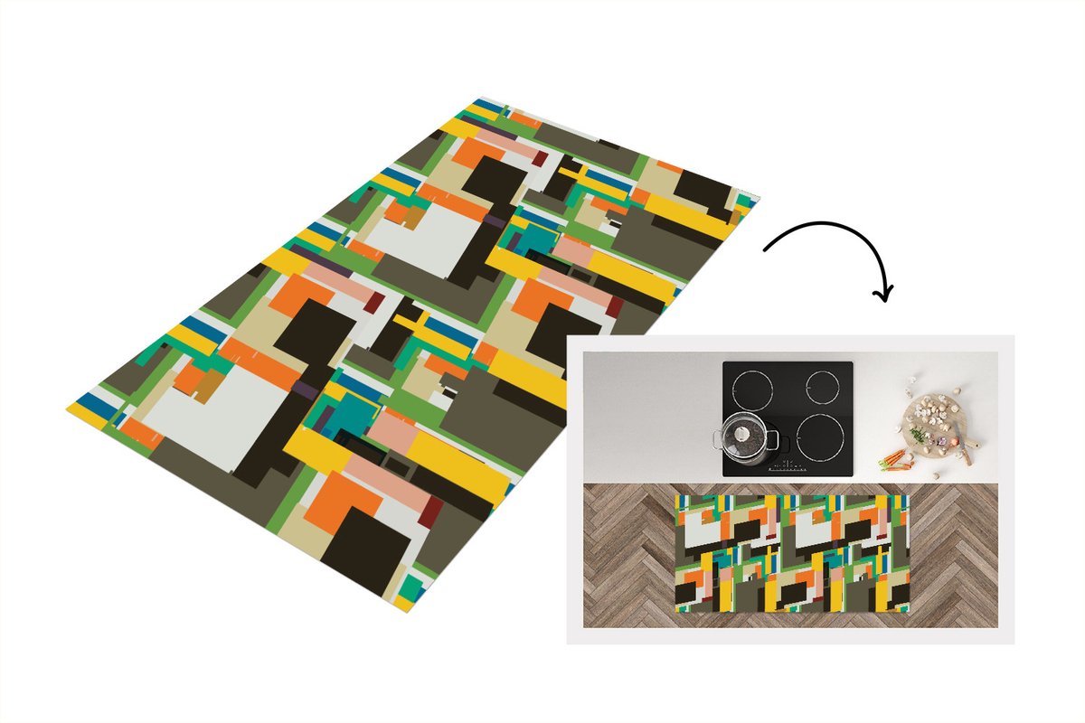 KitchenYeah Keukenloper - Loper keuken - Geometrisch - Patronen - Abstract - 120x60 cm - Keukenloper vinyl Multicolor