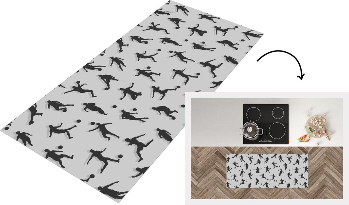 KitchenYeah Keukenloper - Loper keuken - Voetbal - Sport - Patronen - 120x50 cm - Keukenloper vinyl Multicolor