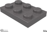 LEGO Plaat 2x3, 3021 Donker blauwgrijs 50 stuks