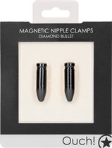 Magnetic Nipple Clamps - Diamond Bullet - Black - Bondage Toys black
