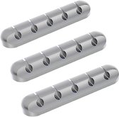 3 Stuks - Kabelhouder met 5 Sleuven - Kabelbeheer - Snoer Organizer - Siliconen - 5 Slots - Grijs