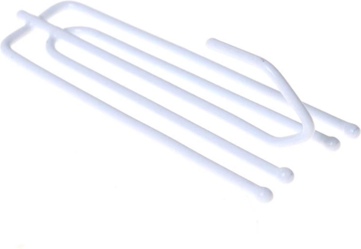 FSW-Products - 10 Stuks - Plooihaken - 4 Poot Longneck - 7cm hoog - Wit - Inschuif Kuifhaken - Kuifhaak - RVS - Profielkuifhaken - Schelphaken - Gordijnhaken - S Vorm - Plooihaak - Gordijn Haakjes - Prikhaak Gordijnband