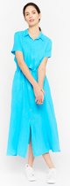 LOLALIZA Linnen hemdjurk - Turquoise - Maat 36
